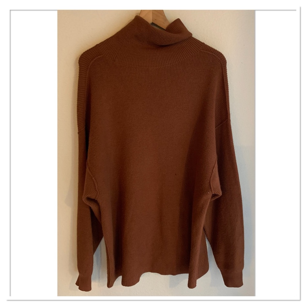 Free People Softly Structured Tunic Sweater Ribbed Terracotta Brown Medium - Picture 3 of 6